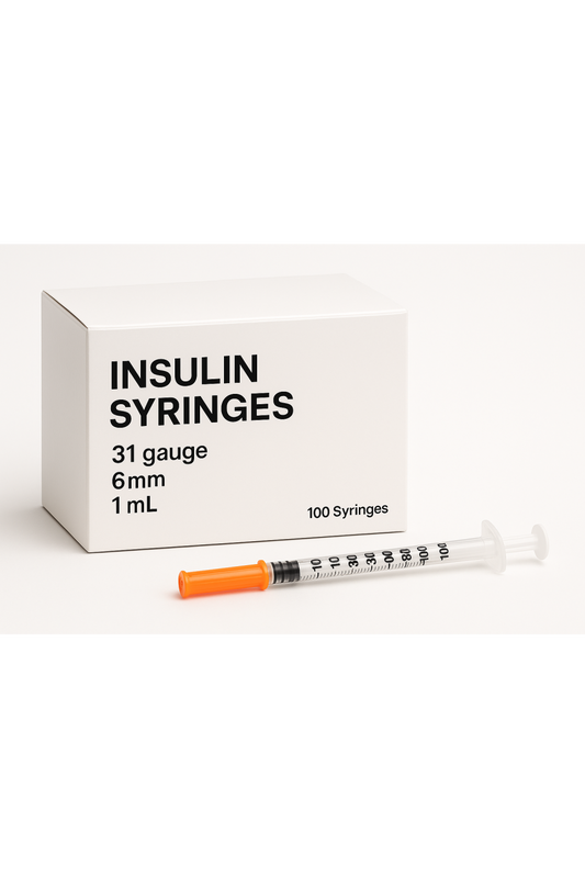 31 Gauge 6mm Insulin Syringes – 1ml (Box of 100) – For Research Use Only